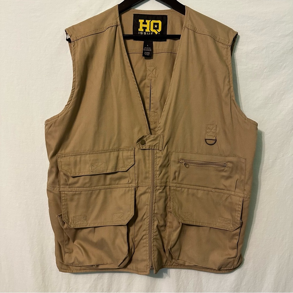 HQ Issue Utility Vest Khaki / Tan Men’s Size Large Preowned